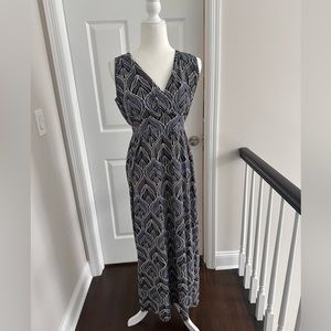 NWOT Nina Leonard Sleeveless Textured Print Maxi Dress